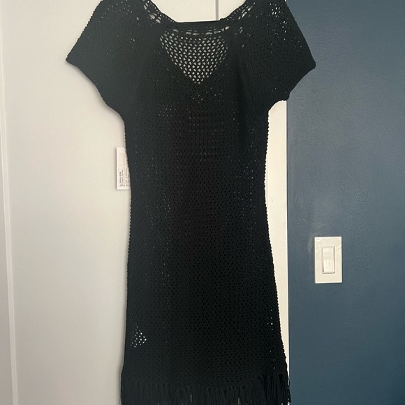 Ella Moss Black Crocheted Fringe dress- Size Small - Picture 3 of 5